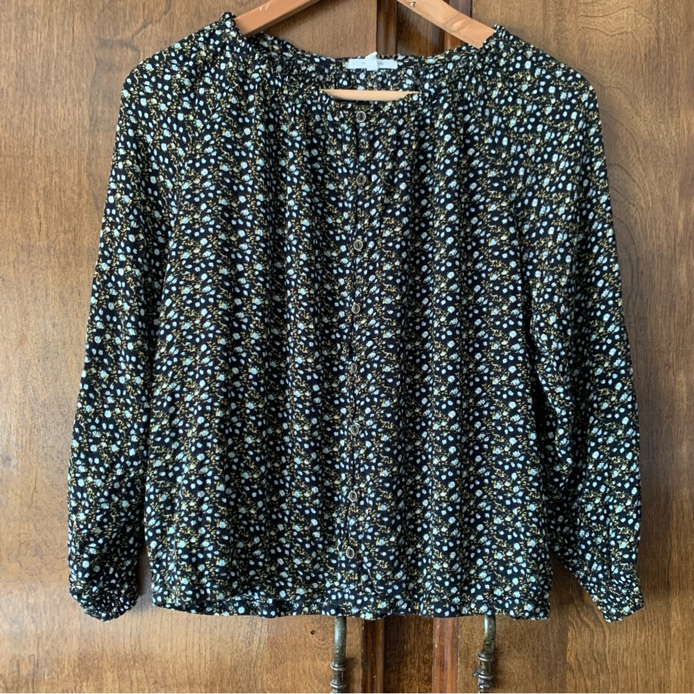 Floral Button-Front Women's Blouse